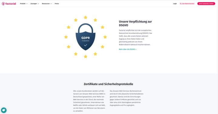 Factorial setzt auf Sicherheit und DSGVO-Konformität dank ausschließlich deutscher Rechenzentren