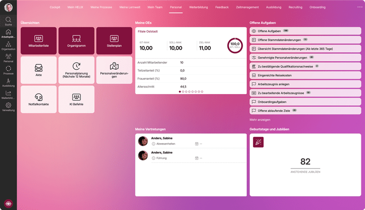 Mit Helix verwaltest du dein Personal über den gesamten Employee-Lifecycle hinweg.