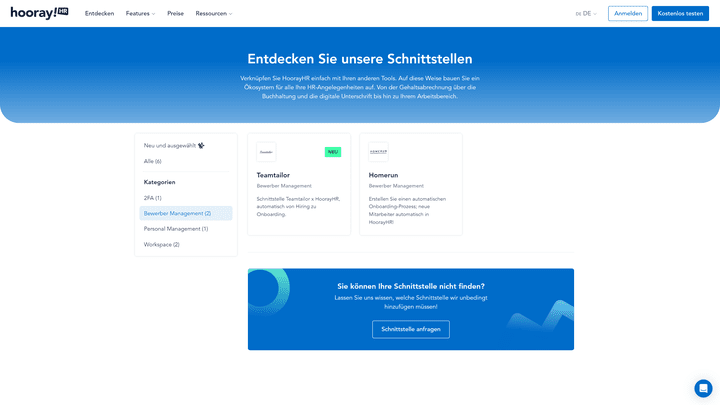 Alle nötigen Recruiting-Funktionen musst du erst mit Schnittstellen anbinden