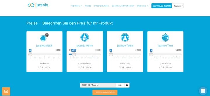Mit dem jacando Preiskonfigurator errechnen Sie ganz einfach die Kosten für jacando Admin