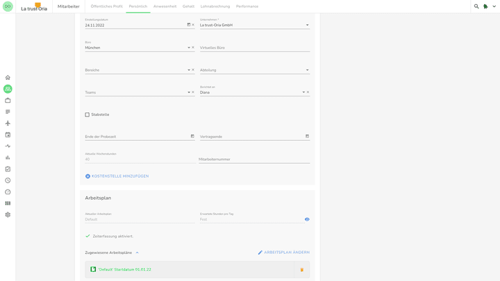 Verwalten Sie auch individuelle Arbeitszeitmodelle in der Personalakte