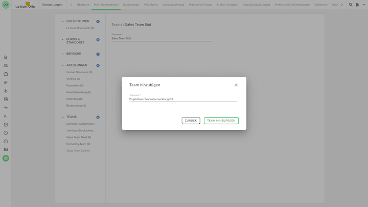 Erstellen Sie Teams mit nur einem Klick und einer Bezeichnung