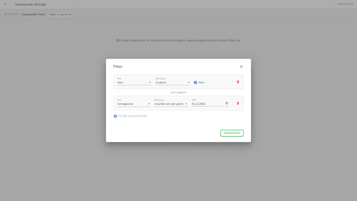 Die Filterfunktion benötigt etwas Übung