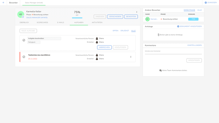 Kenjo enthält praktische Funktionen für Ihren Auswahlprozess