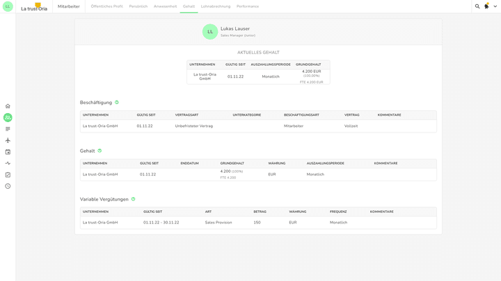 Die Self-Service-Ansicht der Gehaltsdaten