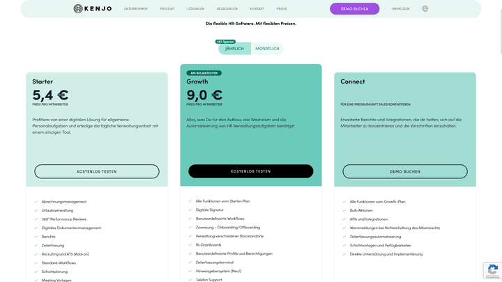 Die drei Tarife von Kenjo