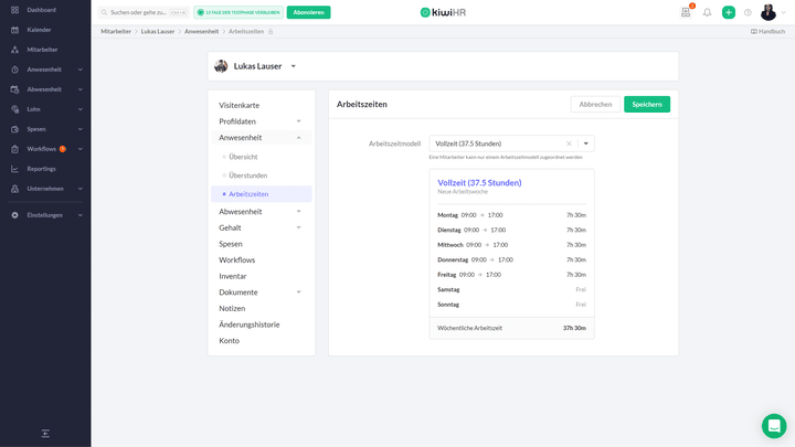 Sie definieren individuelle Arbeitszeitmodelle schon in der Personalakte