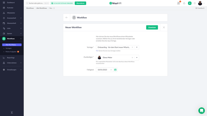 Sie können Vorlagen nur jeweils einer Person zuweisen