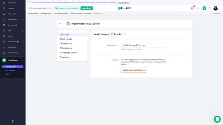 Individuelle Arbeitszeitmodelle sind schnell angelegt