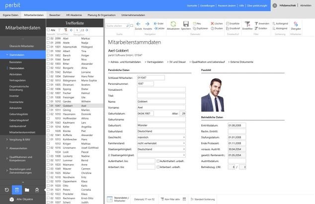 Mit dem Modul Mitarbeitermanagement pflegen Sie alle relevanten Daten und machen Sie den Verantwortlichen zugänglich