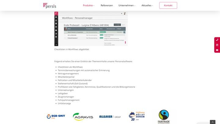 Funktionen für die Personalverwaltung mit Persis