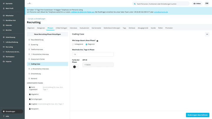 Legen Sie individuelle Recruiting-Phasen für kritische Stellen fest