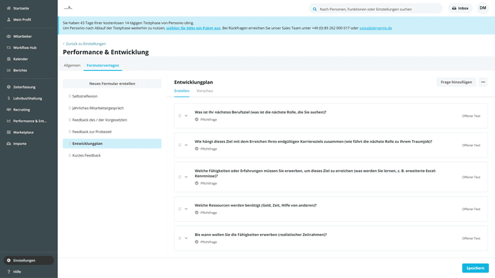 Auch im Feedback-Bereich ist Personio sehr gut an Ihre Feedback-Kultur anpassbar