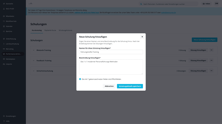 Nutzen Sie Personio auch als Planungstool für Schulungen