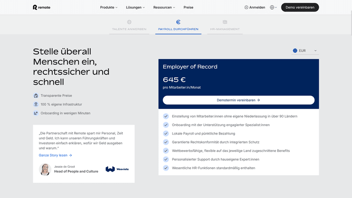 Die Preise für die einzelnen Module und Leistungen von Remote im Überblick