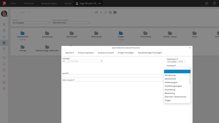 Legen Sie mehrere Dokumente der gleichen Kategorie gleichzeitig in der Personalakte ab
