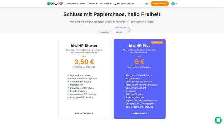 Das Preismodell von unter anderem Tellent HR spricht kleine und mittlere Unternehmen an