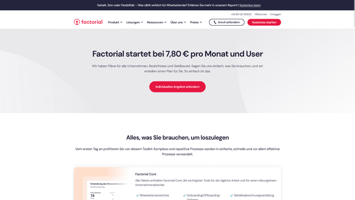 Factorials Preise und Funktionen richten sich an kleine bis sehr große Unternehmen