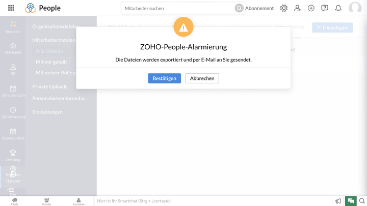 Exportierte Dokumente sendet Ihnen das Tool per E-Mail