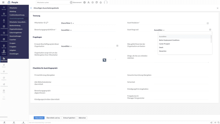 Passen Sie auch den Austrittsprozess an Ihre Bedürfnisse an