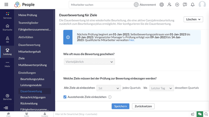 Auch Zielerreichungen können Sie regelmäßig bewerten