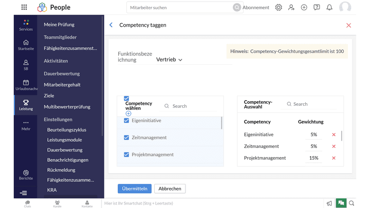 Legen Sie Kompetenzen für jede Schlüsselrolle oder Abteilung fest