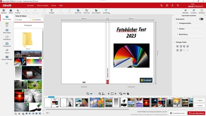 Habt ihr eure Grundattribute angegeben, startet ihr direkt mit der Fotobuchgestaltung