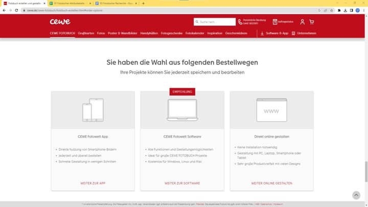 Nach Registrierung könnt ihr den Online-Gestalter benutzen - die CEWE Fotobuch-Software bietet aber den größten Umfang