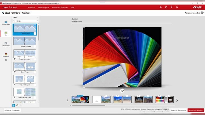 Im Assistenten könnt ihr auch Vorlagen für euer Fotobuch auswählen - und z.B. Landkarten erzeugen lassen