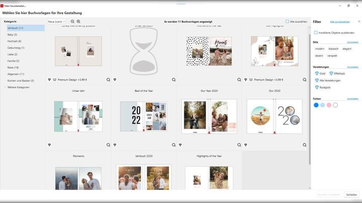 Die Vorlagen sehen zwar schick aus, es sind aber insgesamt nur recht wenige