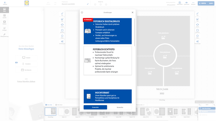 Bindung, Cover und Format könnt ihr auch im Online-Editor noch einmal wechseln, falls ihr euch doch noch einmal anders entscheiden solltet