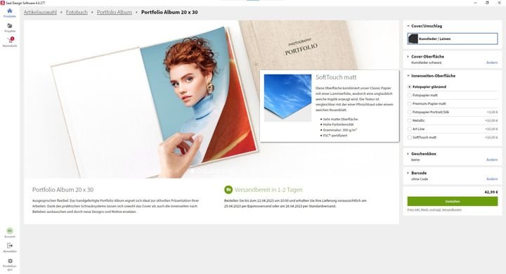 Fotobuch-Enthusiast:innen werden vom Portfolio-Album mit seinen sieben Papiersorten begeistert sein