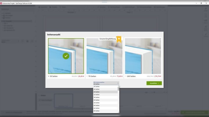 Ihr werdet gefragt, wie viele Seiten ihr hinzufügen möchtet - das Buch kann ganz schön dick werden!