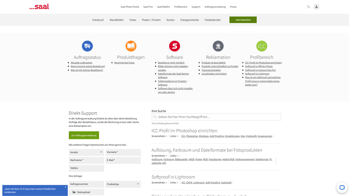 Der Supportbereich ist umfangreich und wirkt - wie der komplette Auftritt - professionell