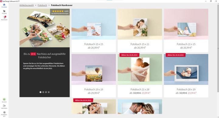 Die Kosten fragt ihr am einfachsten über die Software von Saal Digital ab