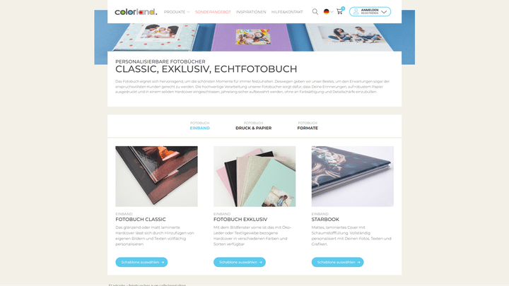 Um eine Auswahl für ein Fotobuch zu treffen, müsst ihr euch durch mehrere Untermenüs klicken