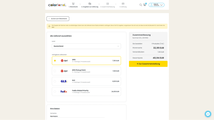 Den Versanddienstleister könnt ihr selber auswählen - kostenmäßig zahlt ihr überall (zu) viel