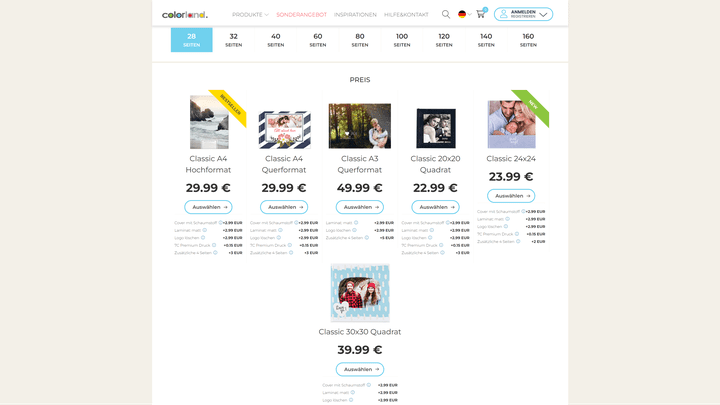Eine Übersichtsseite verrät euch die Preise von Colorland inkl. vieler Zusatzkosten