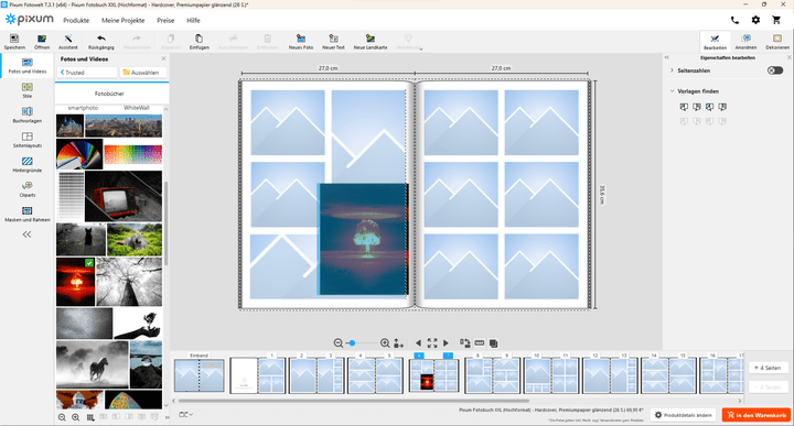 Einmal kurz beim Drag-and-Drop nicht aufgepasst - schon blockiert unser Foto mehrere Platzhalter, ohne diese auszutauschen