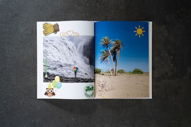 Sowohl die unpassend “ausgemalten” Handschuhe als auch die unfertige “Ireland”-Clipart verleihen den Seiten einen einzigartigen Charme