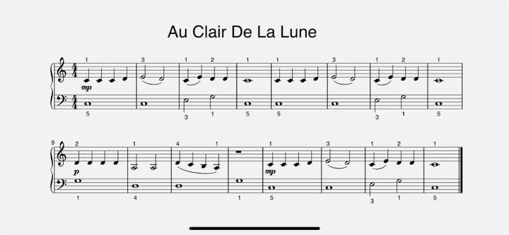 Am Ende der Lektion bekommst du das ganze Notenblatt vorgesetzt