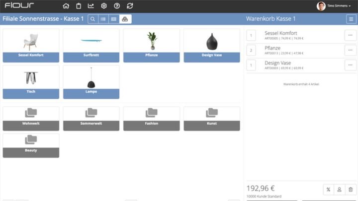 flours Verkaufsoberfläche
