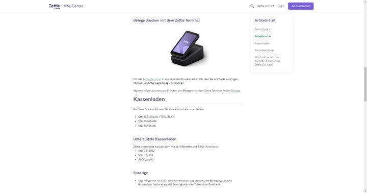 Du kannst im Hilfecenter überprüfen, ob deine aktuelle Hardware mit Zettle kompatibel ist
