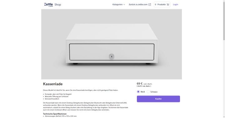 Auch Kassenladen gehören zum Hardware-Umfang von Zettle