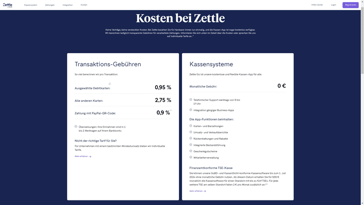 Die Preise von Zettle