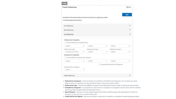 Mit Certify bestimmst du selbst, welche Reisemittel dir bevorzugt angezeigt werden sollen