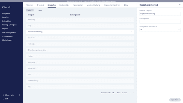Erstelle neue Ausgabenarten für dein Business