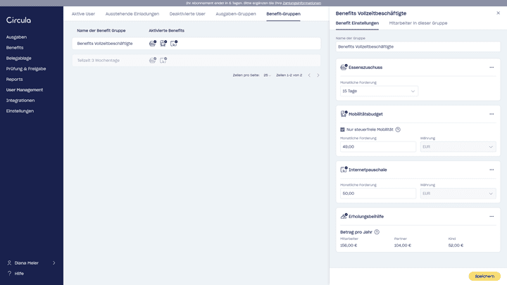 Richte individuelle Benefits für deine Mitarbeiter:innen ein
