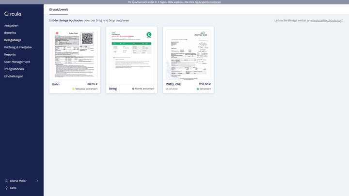 Gäbe es hier noch eine Filterfunktion, wäre das Feature “Belegablage” gelungen