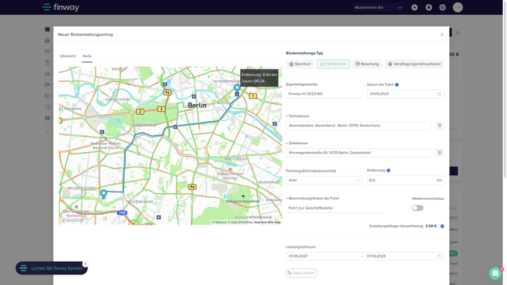 Rechne Fahrtkosten ohne großes Zutun ab